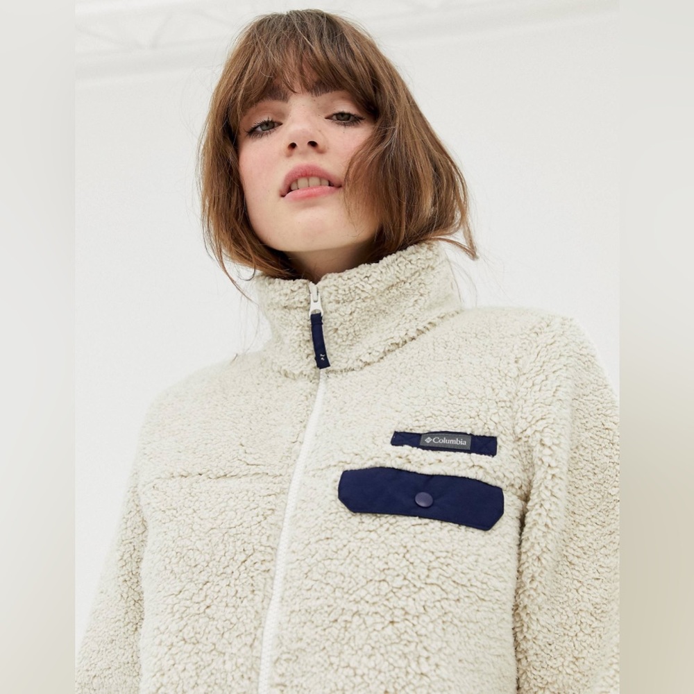 Columbia Mountain Side Heavyweight Full Zip Fleece in Cream